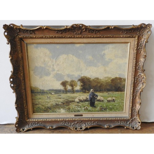 238 - F E. GRONE (1845-1920) 'SUMMER PASTURES' OIL ON CANVAS, signed in bottom right hand corner with bras... 