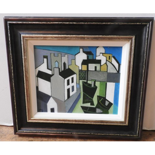 258 - PETER STANAWAY (b.1943) 'CORNISH HARBOUR, ST IVES' OIL ON BOARD, monogrammed bottom left hand corner... 