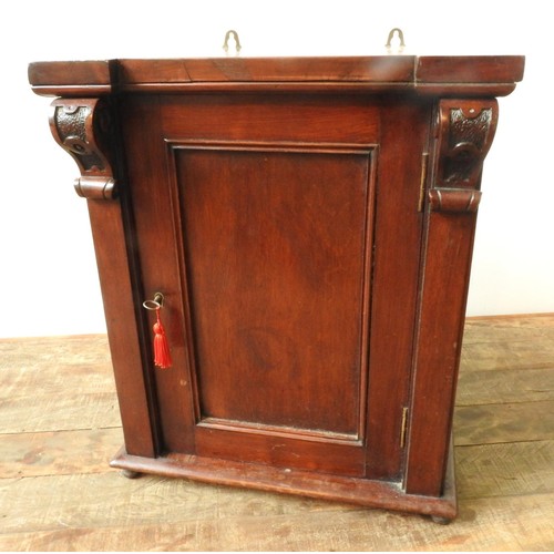 81 - A VICTORIAN MAHOGANY PANELLED WALL CUPBOARD, 48 x 41 x 26 cm