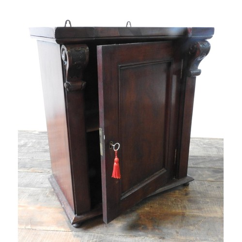 81 - A VICTORIAN MAHOGANY PANELLED WALL CUPBOARD, 48 x 41 x 26 cm