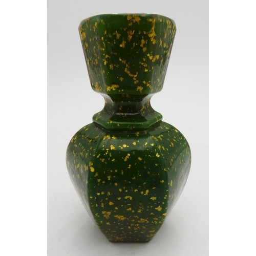 399 - A LITHYALIN STYLE FLECKED GLASS VASE AND A COLLECTION OF VARIOUS GILDED, OVERLAID AND OVER PAINTED G... 