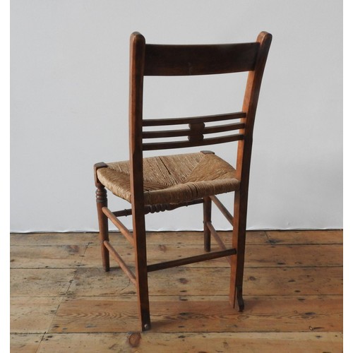 6 - A RUSTIC RUSH SEAT SINGLE COUNTRY CHAIR