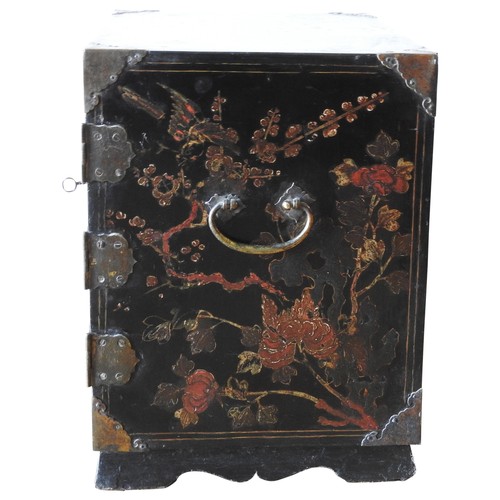 328A - JAPANESE LACQUER TABLE CABINETEDO PERIOD, 17TH CENTURYwith gilt-metal mounts, the sides decorated in... 