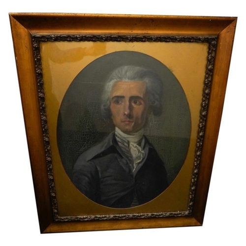 232 - AN EARLY 19th CENTURY PORTRAIT OIL PAINTING ON CANVAS OF GENTLEMAN, 65 x 50 cm