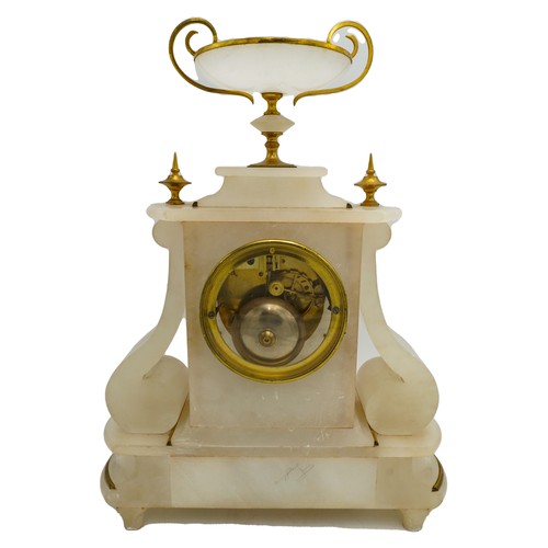 107 - FRENCH ALABASTER AND GILT-METAL MOUNTED CLOCKLATE 19TH CENTURYthe circular dial with gilt Roman nume... 