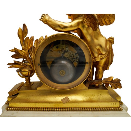 109 - GOOD LOUIS XV STYLE GILT BRONZE AND MARBLE CLOCK GARNITURELATE 19TH CENTURYthe white enamerl dial wi... 