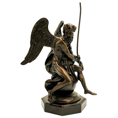 400 - CONTINETAL BRONZE FIGURE OF KRONOSLATE 18TH / EARLY 19TH CENTURYfinely cast, shown seated on a globe... 