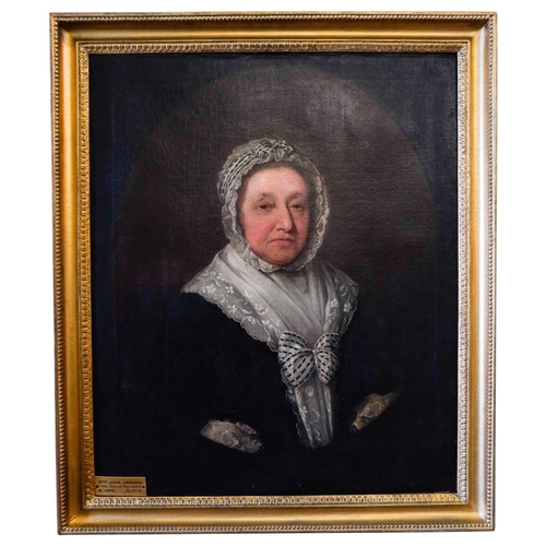 233 - ENGLISH SCHOOL (XVIII-XIX)PORTRAIT OF AN OLD WOMANoil on canvas, titled 'Mrs. John Jarman (Nee Sarah... 