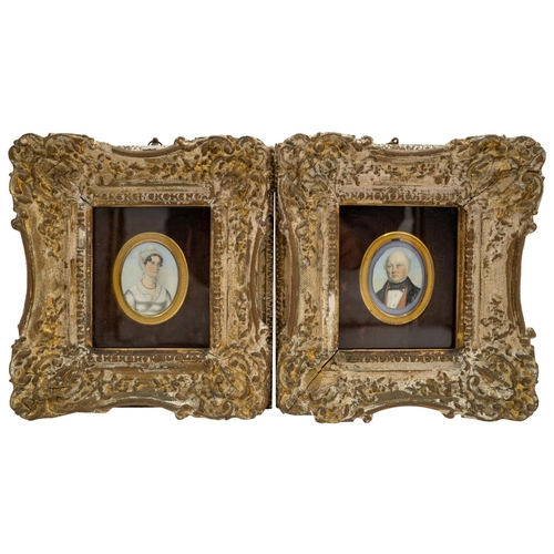 236 - PAIR OF PORTRAIT MINIATURES19TH CENTURYdepicting a Lady and Gentleman, in ornate rococo frames4.5cm ... 