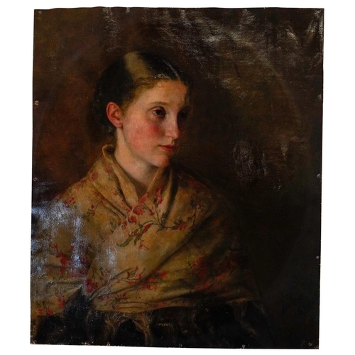 245 - BRITISH SCHOOL (19TH CENTURY)PORTRAIT OF A YOUNG WOMANoil on canvas, signed 'Trescott', reduced in s... 