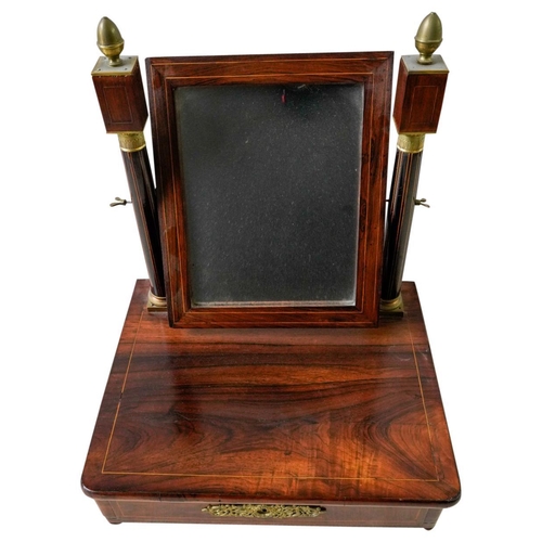 229 - FRENCH EMPIRE ROSEWOOD TOILET MIRRORCIRCA 1830with gilt-metal mounts, fitted with one drawer, raised... 