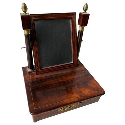 229 - FRENCH EMPIRE ROSEWOOD TOILET MIRRORCIRCA 1830with gilt-metal mounts, fitted with one drawer, raised... 