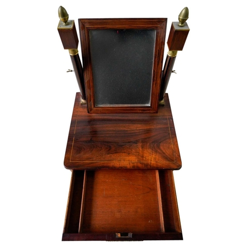 229 - FRENCH EMPIRE ROSEWOOD TOILET MIRRORCIRCA 1830with gilt-metal mounts, fitted with one drawer, raised... 