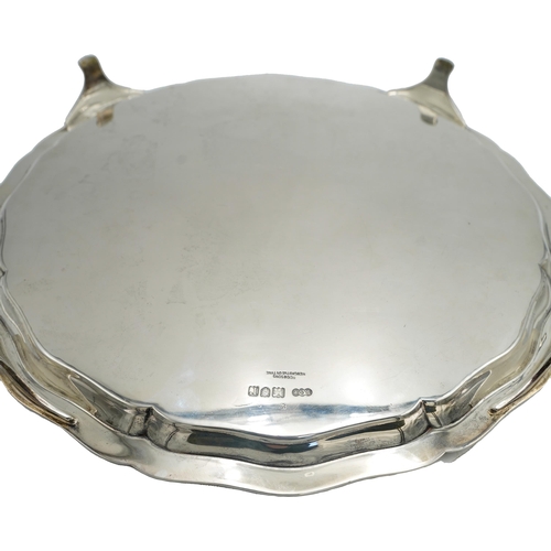 456 - GEORGE V SILVER SALVER REID & SONS, LONDON 1912of shaped circular form with a pie-crust rim, rai... 