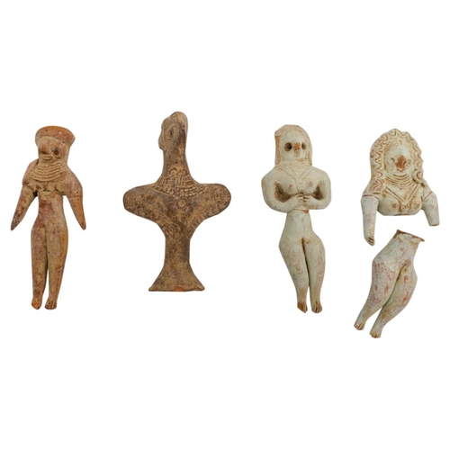 398 - FOUR INDUS VALLEY POTTERY FERTILITY FIGURESPOSSIBLY 2000 - 1500BClargest, 11cm high, smallest, 10cm ... 