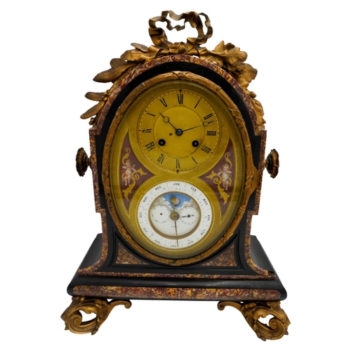 114 - GOOD VICTORIAN MOONPHASE CALENDAR CLOCK BY THOMAS BOXALL, BRIGHTON CIRCA 1870-80the engine turned gi... 