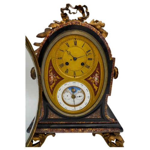 114 - GOOD VICTORIAN MOONPHASE CALENDAR CLOCK BY THOMAS BOXALL, BRIGHTON CIRCA 1870-80the engine turned gi... 