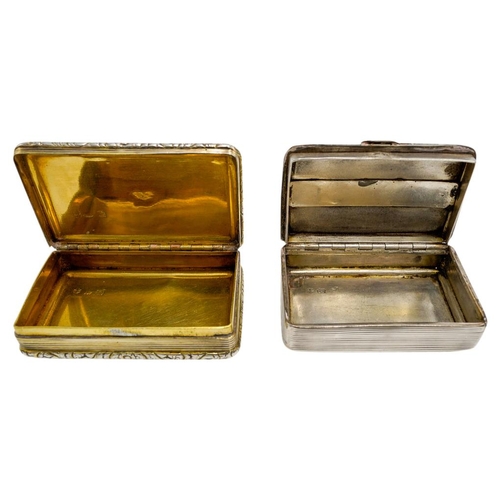 473 - GEORGE II SILVER GILT SNUFF BOXBIRMINGHAM 1827of rectangular form, the sides with engine turned deco... 