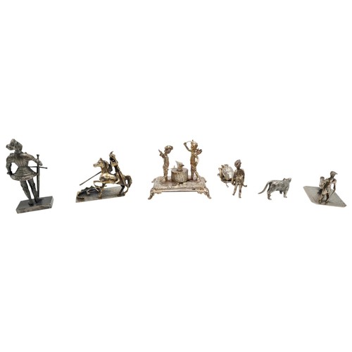 476 - FIVE SMALL SILVER FIGURES GROUPS19TH / 20TH CENTURYlargest 6.5cm high, smallest 3.5cm; together with... 