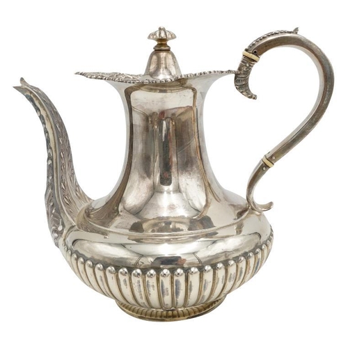 478 - GEORGE V SILVER TEA SERVICE JAMES DIXON AND SONS, SHEFFIELD, 1917 & 18the semi-lobed bodies with... 