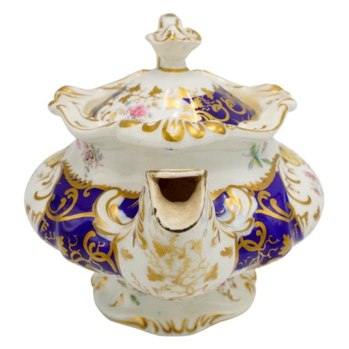 182 - THREE VICTORIAN PORCELAIN TEAPOTS19TH CENTURYeach painted with brightly coloured floral bouquets, en... 