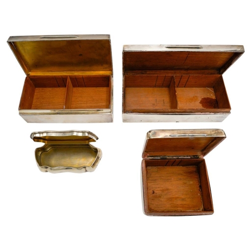 484 - TWO SILVER CIGARETTE BOXESLONDON 1900 & 193218cm & 20cm wide; together with a SMALL SILVER C... 