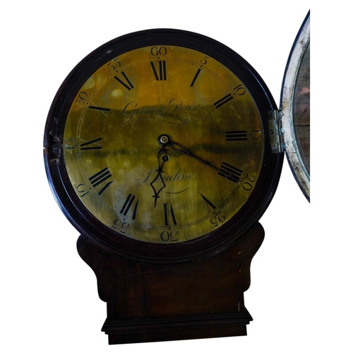 117 - LATE GEORGE III MAHOGANY WALL CLOCK BY GEORGE PRIOR, LONDONCIRCA 1810the circular brass dial signed ... 