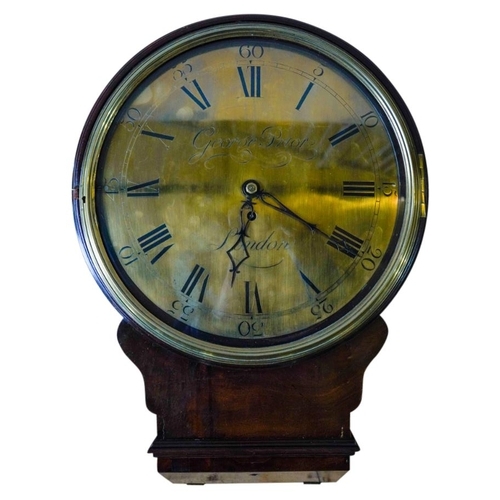 117 - LATE GEORGE III MAHOGANY WALL CLOCK BY GEORGE PRIOR, LONDONCIRCA 1810the circular brass dial signed ... 