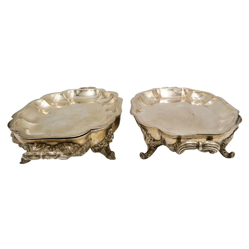 497 - GOOD PAIR OF GEORGE IV SHEFFIELD PLATE WARMING DISHESCIRCA 182537cm wide; together with a PAIR OF SH... 