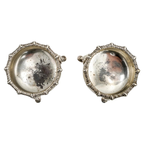 498 - PAIR OF SILVER SALTS JAMES DIXON & SONS, SHEFFIELD 1906with gadroon rims6cm diam133 grams.240PRO... 