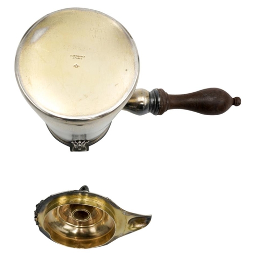 499 - FRENCH SILVER HOTWATER JUGBOIN-TABURET, PARIS, 19TH CENTURYwith a turned wood handle and an acorn fi... 