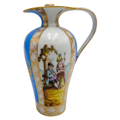 192 - PAIR OF DRESDEN PORCELAIN COVERED EWERSCIRCA 1900in the manner of Helena Wolfsohn, painted with pane... 