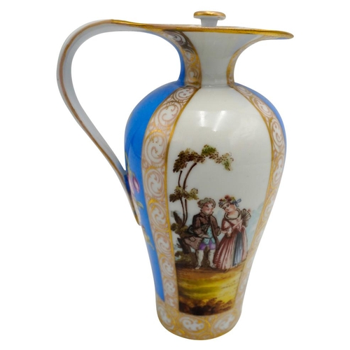 192 - PAIR OF DRESDEN PORCELAIN COVERED EWERSCIRCA 1900in the manner of Helena Wolfsohn, painted with pane... 