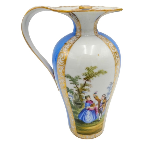 192 - PAIR OF DRESDEN PORCELAIN COVERED EWERSCIRCA 1900in the manner of Helena Wolfsohn, painted with pane... 