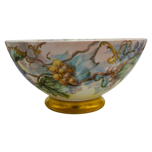 193 - LARGE LIMOGES 'COMMEMORATIVE' PUNCH BOWLEARLY 20TH CENTURYpainted with fruiting vines, inscribed 'AD... 