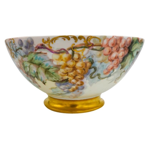 193 - LARGE LIMOGES 'COMMEMORATIVE' PUNCH BOWLEARLY 20TH CENTURYpainted with fruiting vines, inscribed 'AD... 