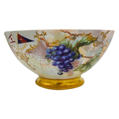 193 - LARGE LIMOGES 'COMMEMORATIVE' PUNCH BOWLEARLY 20TH CENTURYpainted with fruiting vines, inscribed 'AD... 