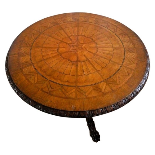 41 - GOOD CONTINENTAL OAK AND PARQUETRY CENTRE TABLEPOSSIBLY NORTH GERMAN, 19TH CENTURYthe circular top i... 