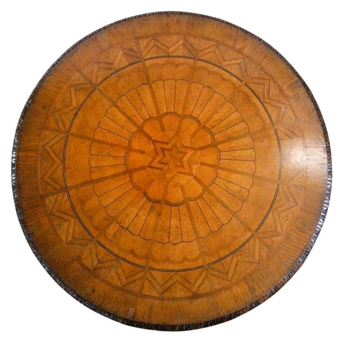 41 - GOOD CONTINENTAL OAK AND PARQUETRY CENTRE TABLEPOSSIBLY NORTH GERMAN, 19TH CENTURYthe circular top i... 