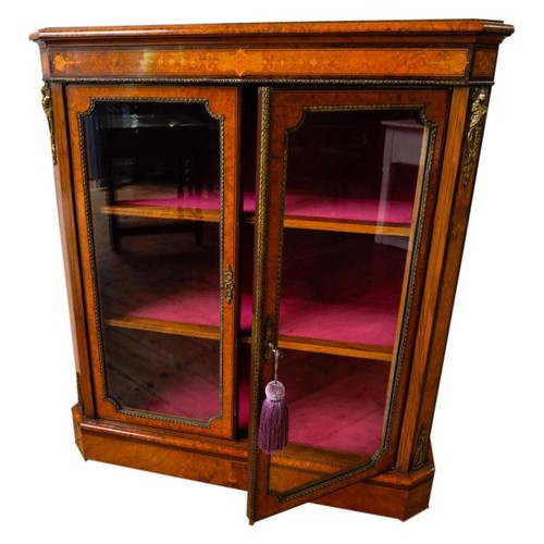 45 - FINE VICTORIAN BURR WALNUT AND CROSSBANDED PIER CABINETCIRCA 1880with gilt-metal mounts and marquetr... 