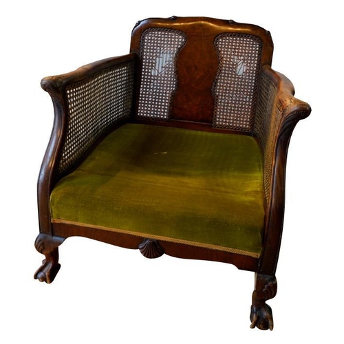 46 - THREE PIECE CANED BERGERE SUITE EARLY 20TH CENTURYcomprising a settee and two matching armchairs, co... 