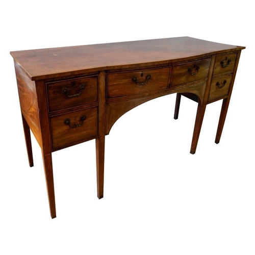 49 - GEORGE III MAHOGANY SIDEBOARDCIRCA 1800the bowfront rectangular top above one central drawer, flanke... 