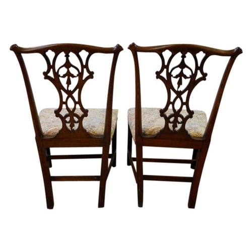 52 - SET OF FIVE GEORGE III MAHOGANY DINING CHAIRSCIRCA 1780with interlaced pierced vasiform splats above... 