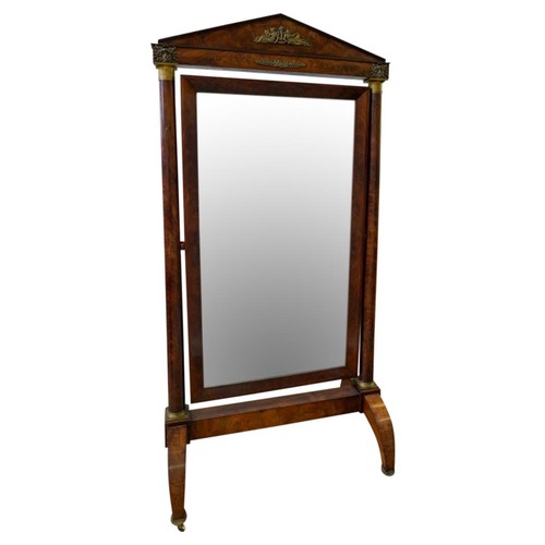 230 - LARGE FRENCH EMPIRE MAHOGANY AND GILT-BRONZE MOUNTED CHEVAL MIRRORCIRCA 1830the rectangular adjustab... 