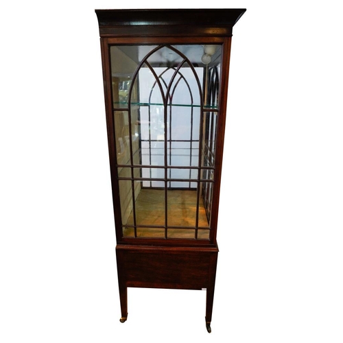 58 - UNUSUAL GEORGE III MAHOGANY AND INLAID DISPLAY CABINET18TH CENTURY WITH ALTERATIONS the cavetto moul... 