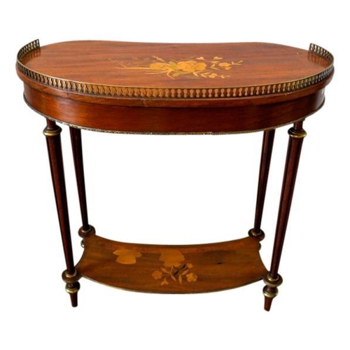 66 - LOUIS XVI STYLE MARQUETRY INLAID MAHOGANY KIDNEY-SHAPED TABLECIRCA 1900with gilt-metal mounts, the s... 