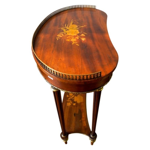 66 - LOUIS XVI STYLE MARQUETRY INLAID MAHOGANY KIDNEY-SHAPED TABLECIRCA 1900with gilt-metal mounts, the s... 