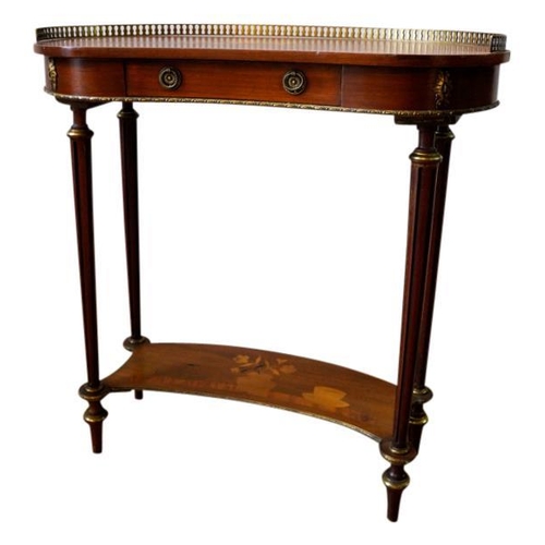 66 - LOUIS XVI STYLE MARQUETRY INLAID MAHOGANY KIDNEY-SHAPED TABLECIRCA 1900with gilt-metal mounts, the s... 