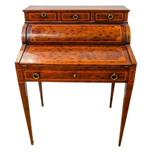 72 - FRENCH 'PLUM-PUDDING' MAHOGANY BONHEUR DU JOUR CIRCA 1900with kingwood banding, the raised back fitt... 