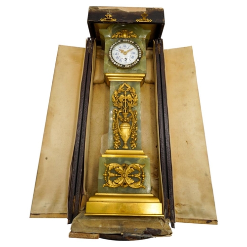 119 - FRENCH ONYX AND GILT-BRONZE MOUNTED CLOCKCIRCA 1900modelled as a longcase clock, the white enamel di... 